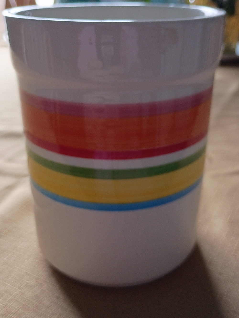 Vintage AVON Ceramic Crock Vase, 5.5"x4", Crazing Finish, Bright Color Stripping